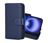 CHALK & HIDE - Custodia a Portafoglio in Pelle Vera per iPhone 16 (6.1"), Case con Slot per Sched di Blocco RFID, Chiusura Magnetica e Supporto Integrato - Blu Navy