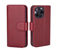 CHALK & HIDE - Custodia a Portafoglio in Pelle Vera per iPhone 16 PRO (6.3"), Case con Slot per Sched di Blocco RFID, Chiusura Magnetica e Supporto Integrato - Borgogna