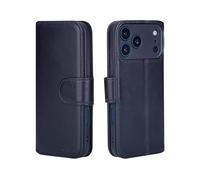 CHALK & HIDE - Custodia a Portafoglio in Pelle Vera per iPhone 17 Pro (6.3"), Case con Slot per Sched di Blocco RFID, Chiusura Magnetica e Supporto Integrato - Nero