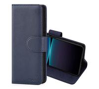 CHALK & HIDE - Custodia a Portafoglio in Pelle Vera per Sony Xperia 1 IV (2022), Case Realizzato in Pelle Premium con Diversi Comparti, Chiusura Magnetica e Supporto Integrato - Blu Navy