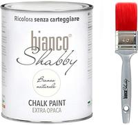 CHALK PAINT Bianco Naturale & PENNELLO - Pittura Shabby Chic Vintage EXTRA OPACA (1 Litro) + Pennello Professionale (40 mm)