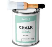 Chalk Paint Bianco Puro 750ml + Pennello Pittura Shabby Chic Finitura Gesso