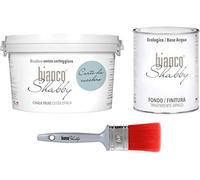 CHALK PAINT Carta Da Zucchero & FINITURA + PENNELLO - Pittura Shabby Chic EXTRA OPACA (2,5 Litri) + Finitura Trasparente Opaco (1 Litro) + 1 Pennello Pro 50 mm