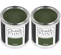 CHALK PAINT EVERYTHING Oliva 250 ml - SENZA CARTEGGIARE Colora Facilmente Tutti i Materiali (Confezione da 2)
