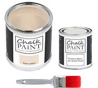 CHALK PAINT EVERYTHING Rosa Antico & FINITURA + PENNELLO - Kit Pronto Vernicia e Proteggi (750 ml Colore + 250 ml Finitura + Pennello Professionale 40 mm)