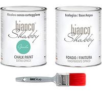 CHALK PAINT Giada & FINITURA + PENNELLO - Pittura Shabby Chic EXTRA OPACA (1 Litro) + Finitura Trasparente Opaco (1 Litro) + 1 Pennello Pro 40 mm