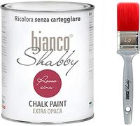 CHALK PAINT Rosso Cina & PENNELLO - Pittura Shabby Chic Vintage EXTRA OPACA (1 Litro) + Pennello Professionale (40 mm)
