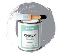 Chalk Paint Vernice a Gesso 750ml + Pennello Tondo in Legno Pack - Pittura per Mobili Senza Carteggiare - Chalk Paint Bianco e Colori per legno PECTRO - Efetto Polvere (GRIGIO MEDIO)
