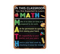 Chalkboard Typography Metal Sign In This Class You Are Expected To Learn Math Class Expectations for Classroom 8 X 12 in