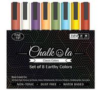 Chalkola Pennarelli a gesso a punta fine - Confezione da 8 colori classici per terra | Penne a inchiostro liquido Gesso liquido non tossico 3mm Reversible Bullet & Chisel Nib