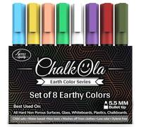 Chalkola Pennarelli a Gesso liquido - Confezione da 8 pennarello dai colori della Terra - Da usare su Lavagne Bianche, Lavagne di Gessi, Finestre, Lavagne Nere, Vetri di Bistrot - Punta da 6 mm