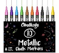 Chalkola Pennarelli a Gesso Liquido Punta fine - Confezione da 10 pennarelli a Gesso Liquido - per lavagne, Menù di caffè, Affari, finestre - cancellabili con Umido | Gesso liquido non tossico 1mm