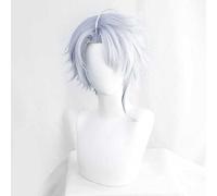 CHALKSEA Parrucca Cosplay Anime Twisted Wonderland Azul Ashengrotto Parrucca, Gray Blue Short Parrucca Cosplay, con Rete per Parrucca Gratuita, per Festa Carnevale Halloween Regalo Dell'anime