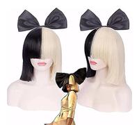 CHALKSEA Parrucca Sia Costume Parrucca 2 tonalità Mezza Bionda Nero Bob Parrucca con Fiocco Nero Premium qualità Capelli Sintetici Sia Cosplay Parrucche, Regalo per Fan Dell'anime