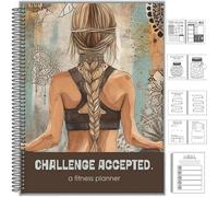 Challenge Accepted Fitness Planner - Diario di esercizi e cibo di 90 giorni per benessere e gratitudine, pianificatore di riflessione serale con rilegatura a spirale, registro di salute e allenamento