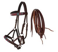 Challenger Cavallo Occidentale in Pelle Marrone Perline Bitless Imbottito Sidepull Briglia Redini 77RS17BR
