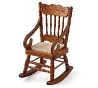 CHAMBERY Sedia a dondolo in miniatura in scala 1:12, in legno, accessori per mobili per casa delle bambole, marrone