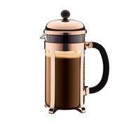 Bodum, Caffettiera in rame e vetro borosilicato, capacità 1 litro, modello Chambord, 8 pz., Marrone (Copper)