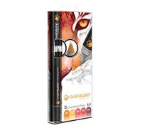 Chameleon Art Products - 5 pennarelli permanenti a Base di Alcol; Toni Caldi