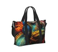 Chameleon Ascolta Musica Stampa Portatile Viaggio Duffel Bag Pieghevole Tote Borsa a Mano per Weekend Viaggi Palestra Accessorio
