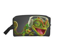 Chameleon - Beauty case da viaggio con stampa di musica, grande capacità, versatile, organizer per donne e uomini