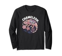 Chameleon Floral Folk Art - Grafica Botanica per rettili Maglia a Manica