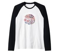 Chameleon Floral Folk Art - Grafica Botanica per rettili Maglia con Maniche Raglan