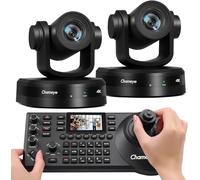 Chameye C410*2+E300 Kit, 4K PTZ Telecamera con 10x Zoom Ottico AI Tracciamento USB3.0/HDMI/LAN(PoE)+ Controller PTZ