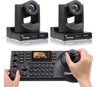 Chameye NDI Telecamera PTZ Kit, Zoom ottico 20x, AI Tracciamento, 3G-SDI HDMI USB3.0, con 2* Telecamere NDI PTZ 20x + Controller PTZ per eventi educativi di culto in chiesa, C720Nx2+E300 - K220N