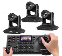 Chameye Telecamera 4K PTZ Set con Tracciamento AI-Automatico, Zoom Ottico 20X, Certificazione NDI HX, USB 3.0/LAN, HDMI per Chiesa, Culto, Istruzione, Conferenze, Nero (C420T+NDI PTZ Controller)