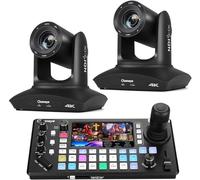 Chameye Telecamera PTZ 4K con NDI, Tracciamento AI-Automatico, Zoom Ottico 20X (Zoom ibrido 30x), Certificazione NDI HX, HDMI/USB 3.0/LAN, C420Tx2+ M500 Mixer video 4K con joystick 4D
