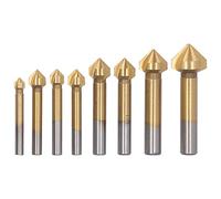 Chamfering End Mill 8Pcs Set | Titanize Coating Oxidation - Protection & Protection - Degradation | 90 Degree Countersink Drill Bit for Wood/Metal/Plastic | HSS4241 High Speed