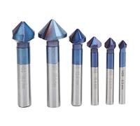 Chamfering End Mill Cutter Set | 6pcs Tungsten Steel Deburring Tool Bit | 6.3mm - 20.5mm Drill Bit for Aviation/Automotive/Motor Parts | One - Piece Design for Efficient