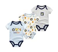 Chamie Body per neonati a maniche corte, monopezzo, per neonati e bambine da 0 a 12 mesi, confezione da 3, Colore 10, 6-9 Months