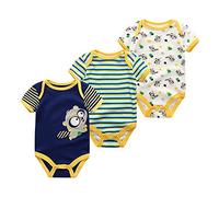 Chamie Body per neonati a maniche corte, monopezzo, per neonati e bambine da 0 a 12 mesi, confezione da 3, Colore 8, 0-3 Months