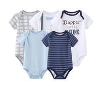 Chamie Body per Neonato in Cotone a Maniche Corte Confezione da 5 Tutine Monopezzo per Bambino e Bambina 0-12 Mesi, Colore 4, 6-9 Months