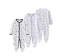 Chamie Tutine da neonato a maniche lunghe per ragazzi e ragazze, in cotone, 0-3 m/3-6 m/6-9 m/9-12 m, Design21, 6-9 Months