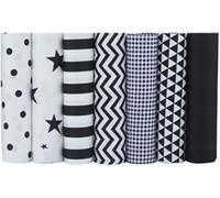 Chamoka - Set di 7 scampoli stampati, 100% cotone, 40,6 x 50,8 cm, per quilting, scrapbooking, arti e mestieri, progetti fai da te, collage | Tessuto nero, tessuto per trapunta, materiale per cucito