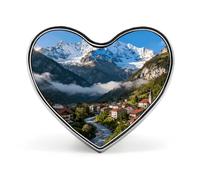 Chamonix - Spilla da bavero elegante a forma di cuore, divertente e personalizzata, alla moda, graziosa spilla a forma di cuore, per borse, giacche, vestiti, accessori