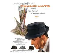 Champ Hats Mr. Harvey Poster Pubblicità Moda Uomo Vintage -...