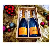 Champagne gift box Veuve clicquot /2 Brut/Transparent glass