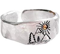 Champagne Vintage Forest Diamond Ring Sunset Ring Rings Silver Aquamarine Stone Ring Gioielli fatti a mano RegaliDesign intelligente