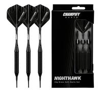 Champify® Nighthawk - Set di freccette morbide in ottone, 18 g, con punta in plastica, 3 freccette con 6 fusti e 6 alette e 30 punte per freccette morbide, inclusi altri accessori, freccette con punte