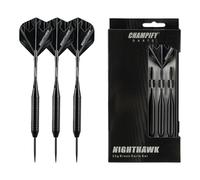 Champify® Set di freccette in ottone "Nighthawk" con barile da 23 g e punta in acciaio, 3 freccette con 6 fusti e alette | inclusi altri accessori | Freccette con punte in acciaio ideali per freccette