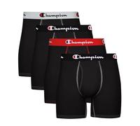 Champion Boxer da Uomo, Confezione da 3 Pezzi, con Tasca di Supporto Totale, in Cotone Elasticizzato, Confezione da 3, Nero - Confezione da 4, Large