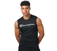 Champion Canotta da uomo in maglia con logo script senza maniche Top nero 217091 Nuovo, Grigio, S