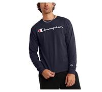 Champion Classic Long Sleeve T-Shirt, Standard Fit, Script & C Logo, Available in Regular And Big & Tall, Blu Navy, L Uomo