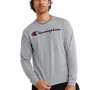 Champion Classic Long Sleeve T-Shirt, Standard Fit, Script & C Logo, Available in Regular And Big & Tall, Grigio Oxford, XL Uomo