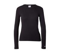 Champion Legacy Legacy American Classics W - Soft Cotton 1x1 Rib L-S Slim Crewneck Maglietta a Manica Lunga, Nero, Donna FW23