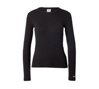 Champion Legacy Legacy American Classics W - Soft Cotton 1x1 Rib L-S Slim Crewneck Maglietta a Manica Lunga, Nero, Donna FW23